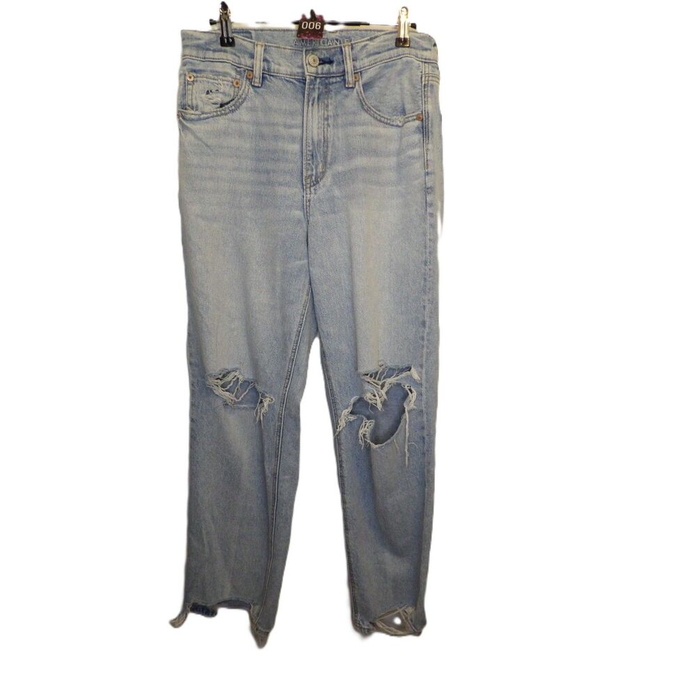 American Eagle, Light washed distressed baggy straight (Women's 6)
